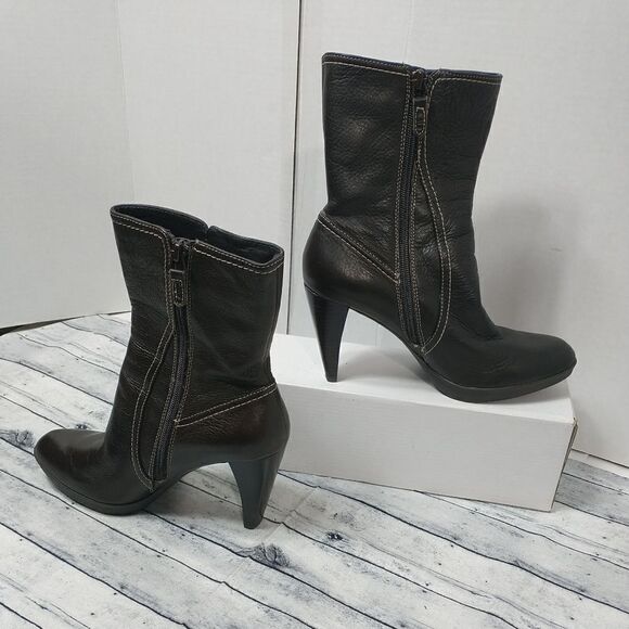 Circa Joan David CJ Masey Brown Leather Womens Ankle Boots Heeled US Size 7.5M - Picture 2 of 11